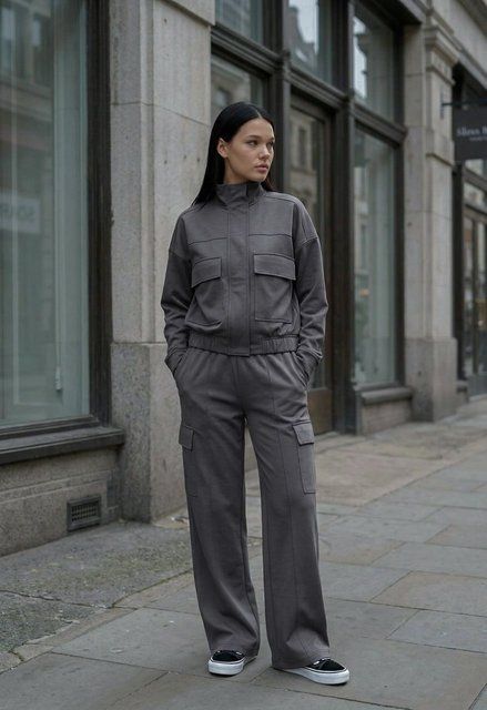 Жіночий костюм куртка + штани Staff uvi gray oversize FFK1072 фото