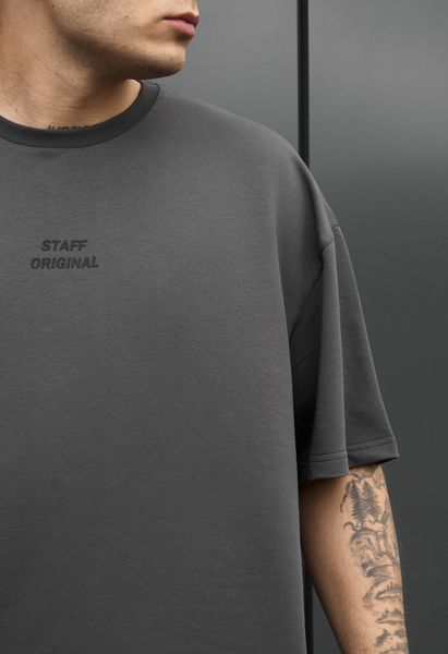 Літній комплект футболка + шорти Staff no dark gray oversize ALN0778 фото