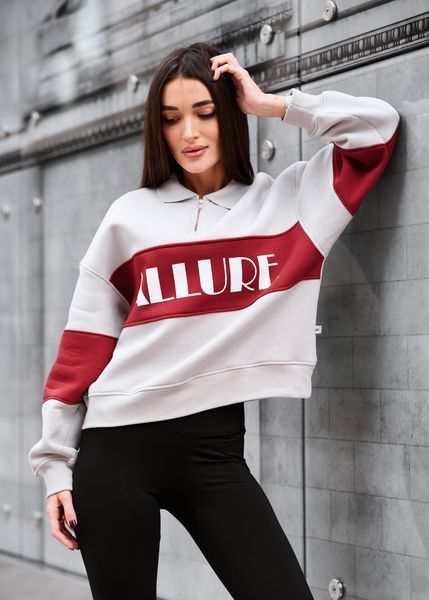 Жіноча олімпійка Staff mok light gray & bordo oversize fleece 7MN0042 фото