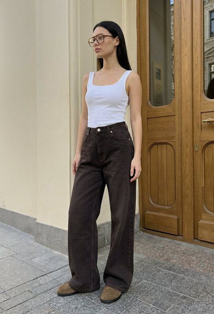 Жіночі джинси Staff 46 dark brown wide leg 9QN0370 фото