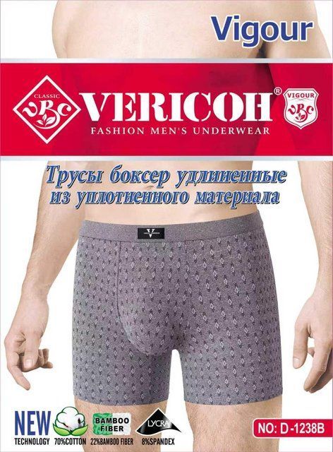 Чоловічі труси-боксери Vericoh (XL-4XL) подовжені D1-1238B фото