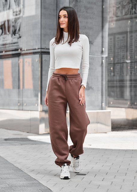 Жіночі спортивні штани Staff li brown fleece TSH1286 фото