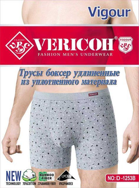 Чоловічі труси-боксери Vericoh (XL-4XL) подовжені D1-1253B фото