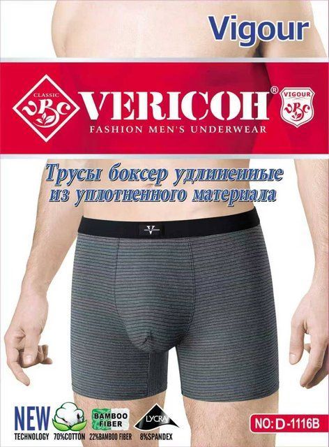 Чоловічі труси-боксери Vericoh (XL-4XL) подовжені D1-1116B фото