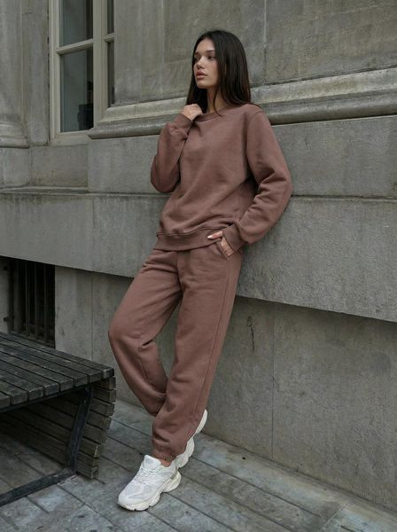 Жіночий спортивний костюм Staff volu brown oversize fleece AXN0059 фото