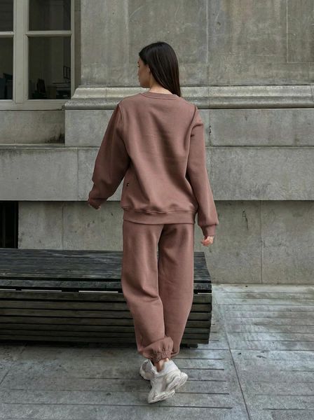 Жіночий спортивний костюм Staff volu brown oversize fleece AXN0059 фото