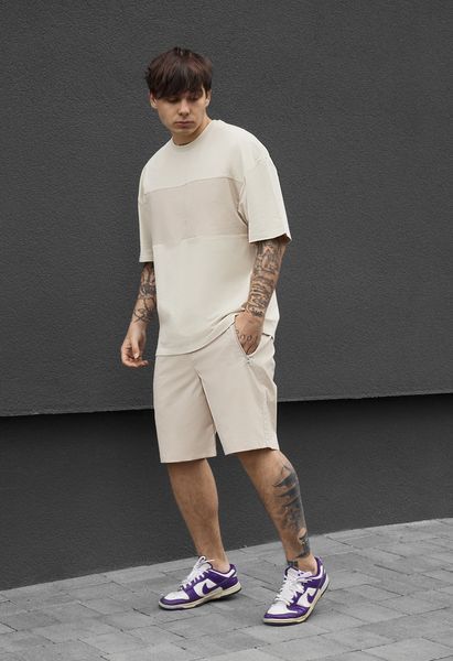 Літній комплект футболка + шорти Staff patt light beige FFK1123 фото
