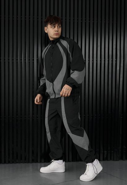 Спортивний костюм Staff dia zip black & dark gray oversize TBN0107 фото