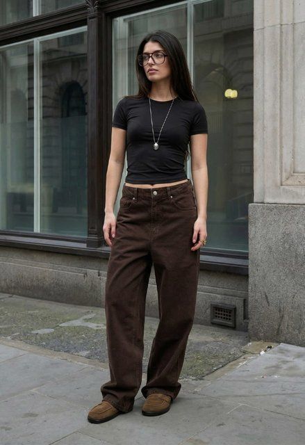 Жіночі джинси Staff 2 brown wide leg 7IN0086 фото