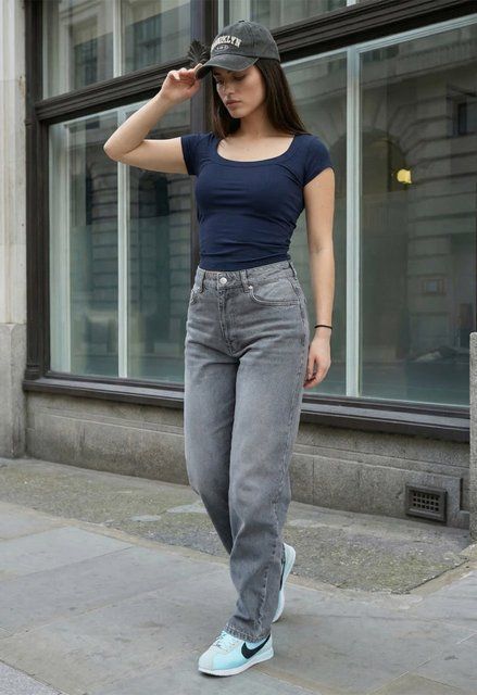 Жіночі джинси Staff 003 gray mom 9QN0368 фото