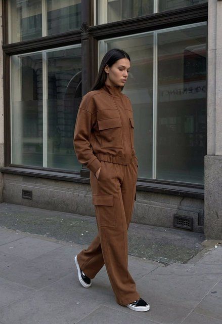 Жіночий костюм куртка + штани Staff uvi brown oversize FFK1073 фото